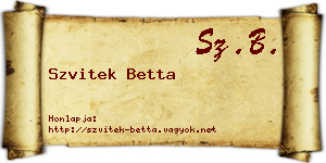 Szvitek Betta névjegykártya